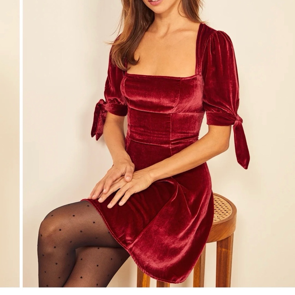 NWOT Reformation Cambrie Velvet Dress - Picture 3 of 7